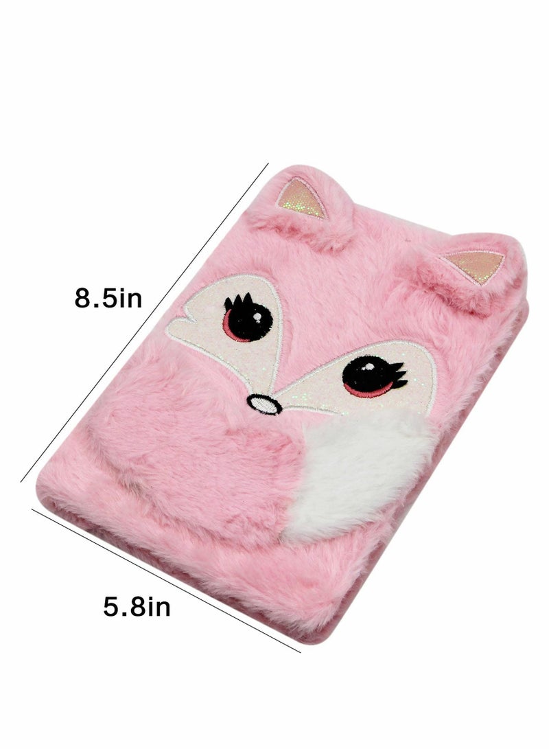 Excefore Plush Diary Writing Journal Stationery for Kids,  Lovely Animals Notebook Kids Plush Diary for Students School Gifts, Girls Teens Fuzzy Journal Writing Pad A5 Lined 160 s - Image 4