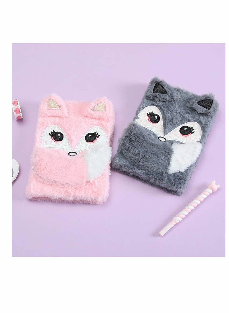 Excefore Plush Diary Writing Journal Stationery for Kids,  Lovely Animals Notebook Kids Plush Diary for Students School Gifts, Girls Teens Fuzzy Journal Writing Pad A5 Lined 160 s - Image 5