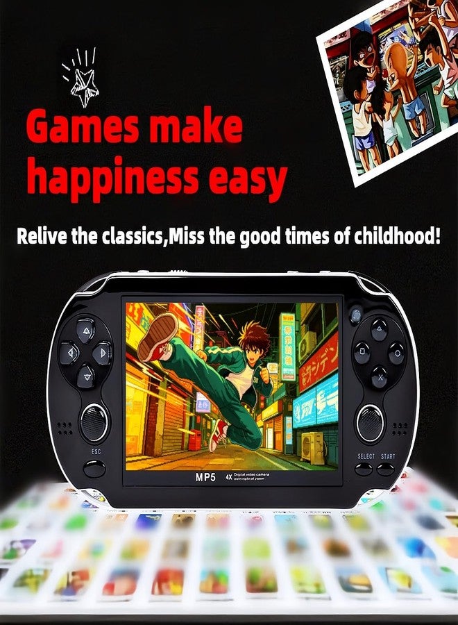 HLF 4.3 inch Retro Handheld Video Game Console Build 2200 Games for Multiple Emulators Dual Joystick Ergonomics Appearanc Support Instant Save/Load Portable Console Game Player MP3/4 Gifts (Black) - Image 2