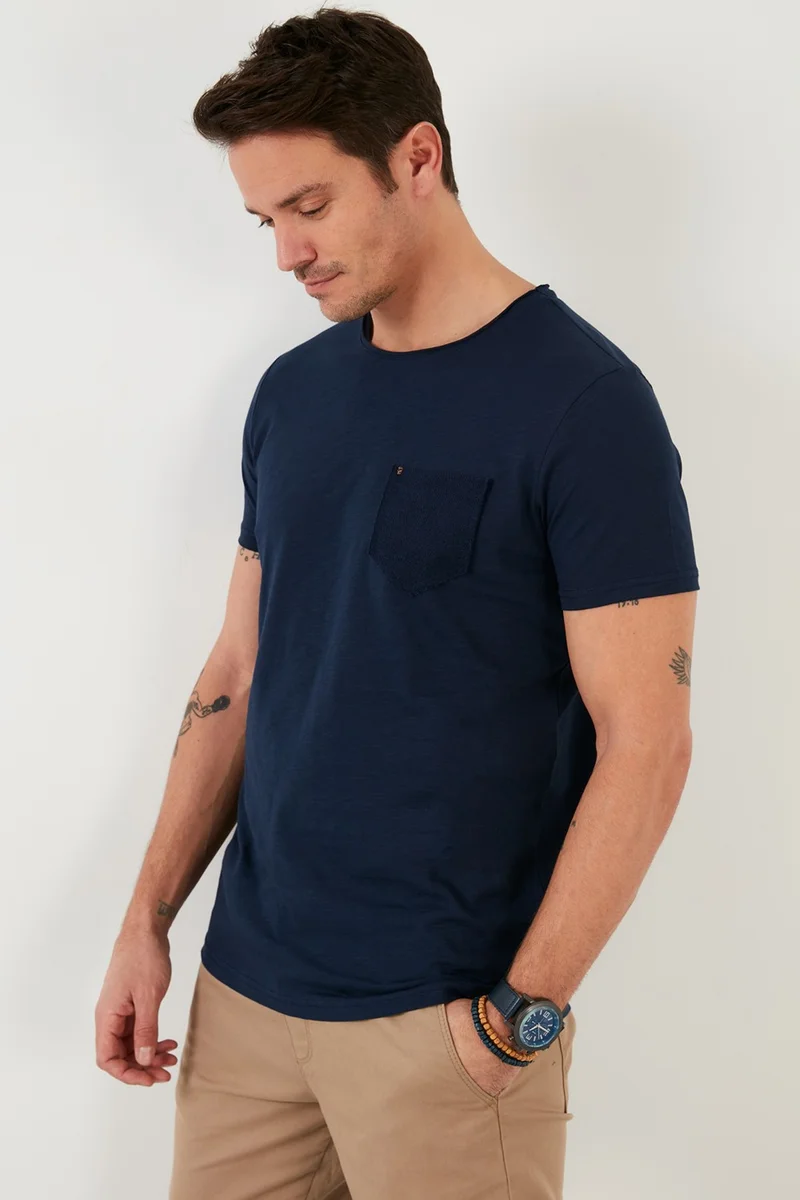بوراتي Cotton Slim Fit Crew Neck Pocket T Shirt Men's T Shirt 5902000