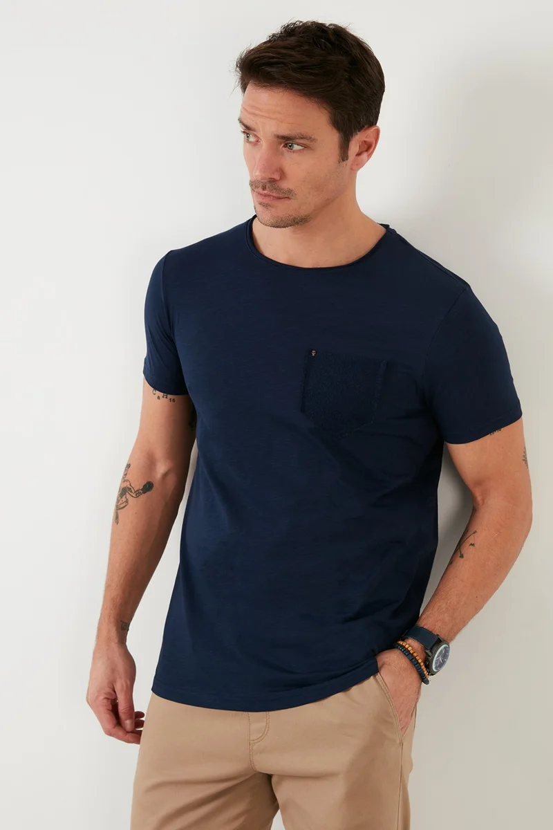 بوراتي Cotton Slim Fit Crew Neck Pocket T Shirt Men's T Shirt 5902000
