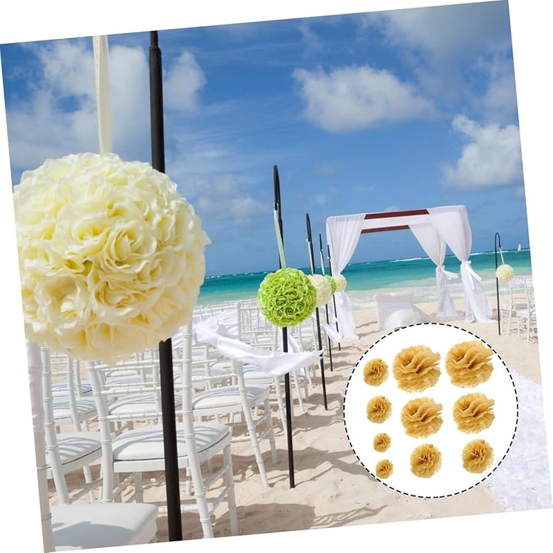 NUOBESTY 10 قطعة من زهور البوم بوم الورقية لتزيين حفلات الزفاف - كرات زهور خفيفة الوزن لتزيين المنزل والاحتفالات الداخلية - Image 3