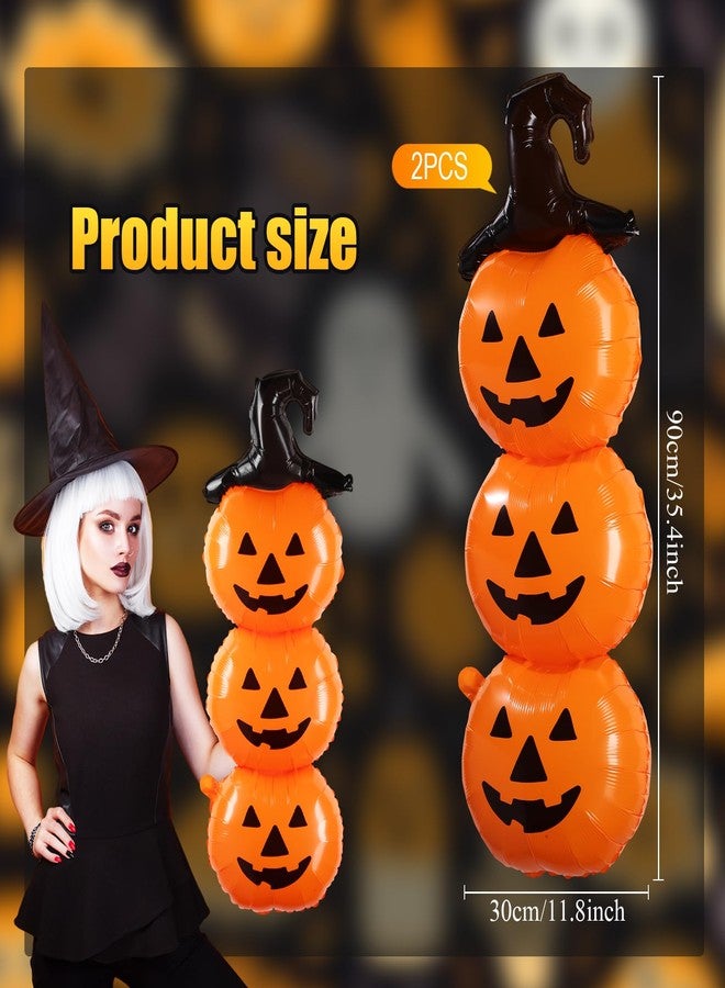 Liliful 2 PCS Scary Halloween Balloons Decorations Set - 31.5 Inch Foil Halloween Pumpkin Balloons for Holiday Birthday Party Supplies, Orange - Image 2