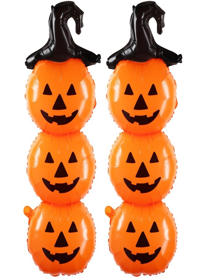 Liliful 2 PCS Scary Halloween Balloons Decorations Set - 31.5 Inch Foil Halloween Pumpkin Balloons for Holiday Birthday Party Supplies, Orange - Image 1