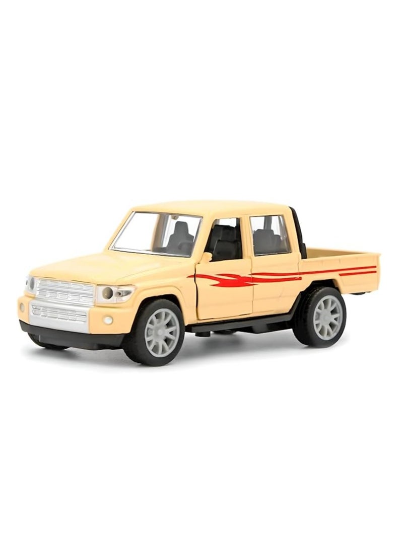Mini Double Cabin Pickup Toy Car with Pull Back Action and Front Door Opening Durable Realistic Open Truck Design Vehicle Toy (Color May Vary)  - Image 1