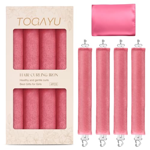 Togayu Heatless Curls Overnight Set Jumbo Overnight Hair Curlers to Sleep In Soft Velvet Hair Rollers for Women No Damage Curls Styling Tools 4pcs - Image 1