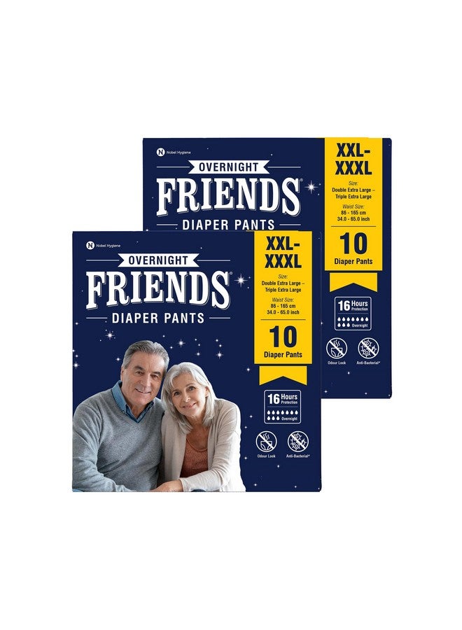 Friends حفاضات أصدقاء للكبار بنمط السروال - 20 قطعة (مزدوجة كبيرة جداً) مع قفل رائحة، للجنسين، مانعة للتسرب، خصر مرن ونواة ماصة مضادة للبكتيريا - مقاس الخصر 34-65 بوصة؛ 86-165 سم - Image 1