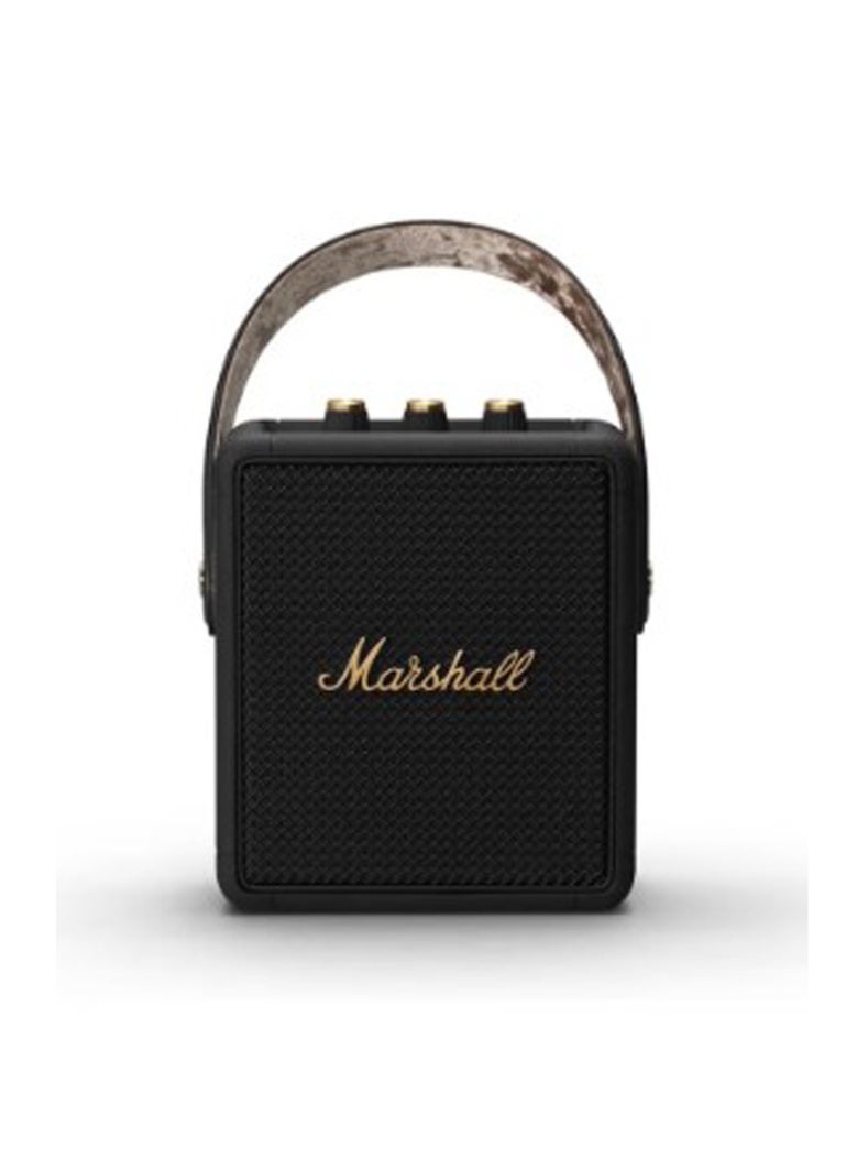 Marshall Stockwell II Portable Bluetooth Speaker, Black and Brass - Image 1