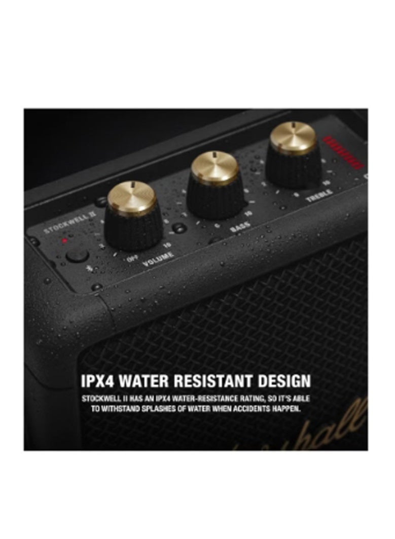 Marshall Stockwell II Portable Bluetooth Speaker, Black and Brass - Image 3