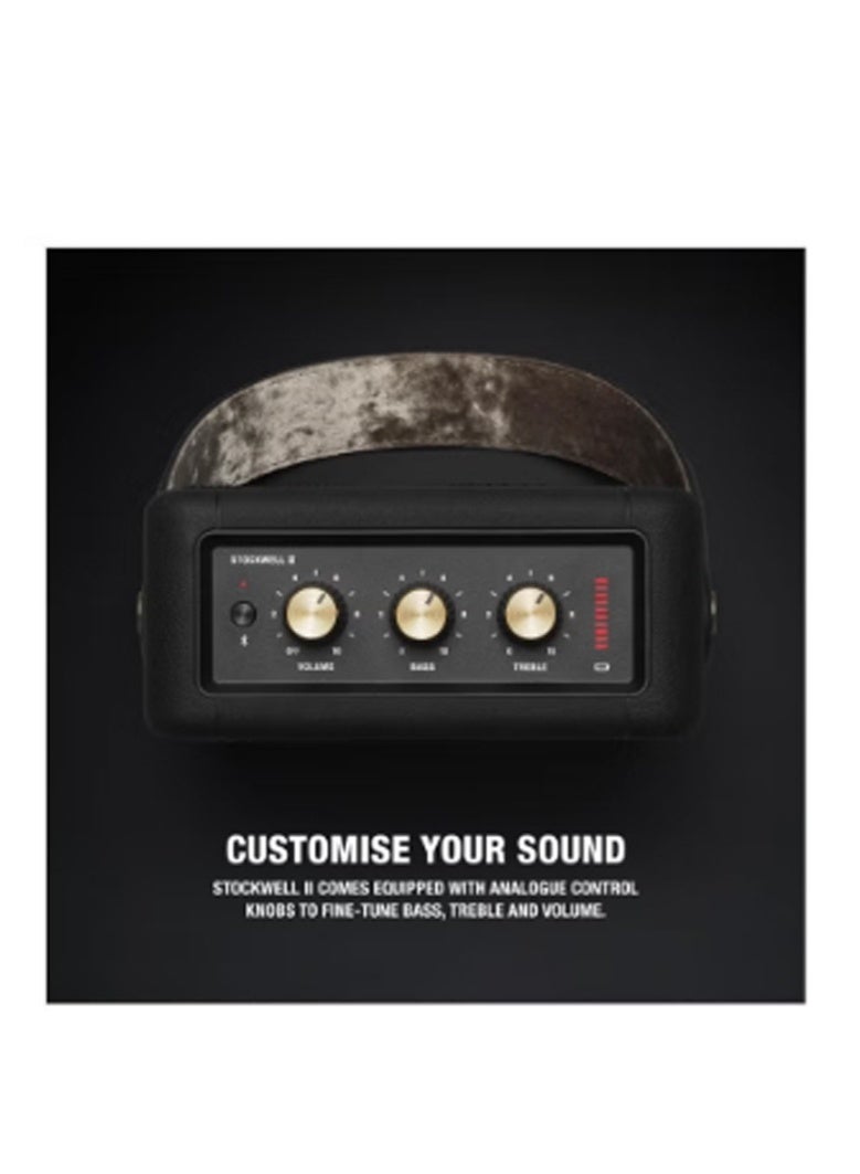 Marshall Stockwell II Portable Bluetooth Speaker, Black and Brass - Image 4