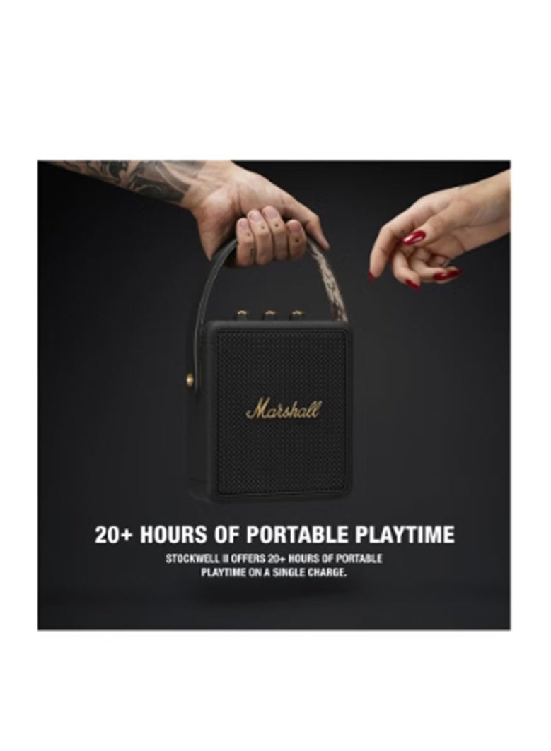 Marshall Stockwell II Portable Bluetooth Speaker, Black and Brass - Image 2