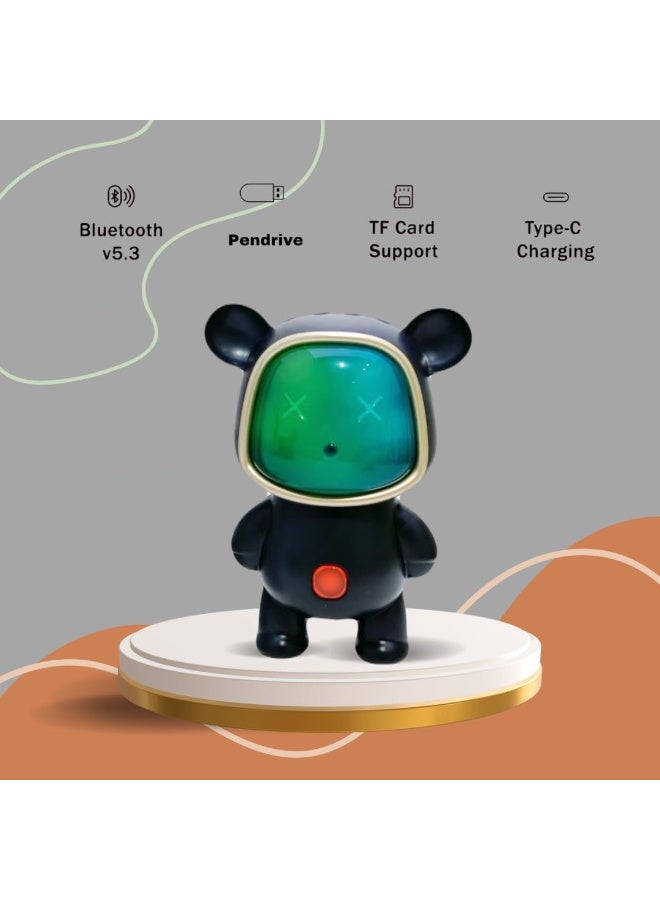 AN152 Mini Wireless Bluetooth Speaker | 5-7 Hours Playtime | Vivid RGB Lights | RGB Sound Effects | Multiple Play Modes | BTV5.3/TF Card | BTV5.3/TF/Pen Drive & Type-C Charging Port (Black) - Image 3