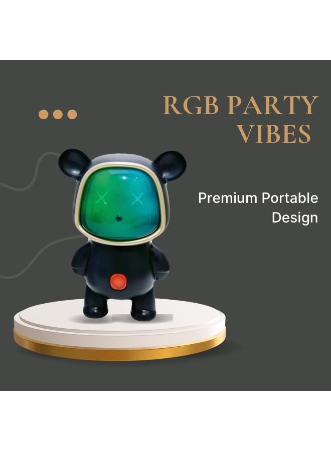 AN152 Mini Wireless Bluetooth Speaker | 5-7 Hours Playtime | Vivid RGB Lights | RGB Sound Effects | Multiple Play Modes | BTV5.3/TF Card | BTV5.3/TF/Pen Drive & Type-C Charging Port (Black) - Image 2