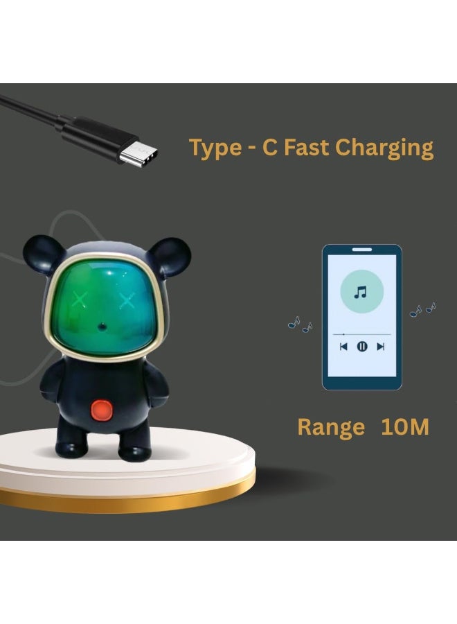 AN152 Mini Wireless Bluetooth Speaker | 5-7 Hours Playtime | Vivid RGB Lights | RGB Sound Effects | Multiple Play Modes | BTV5.3/TF Card | BTV5.3/TF/Pen Drive & Type-C Charging Port (Black) - Image 5