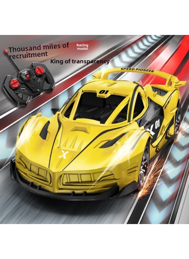 Simulation Children's Remote Control Car Rc Car Charging Four-way Sports Car Racing 1:22 Electric Drift Boy Children's Toy-Color:1: 22 Yellow Rc Remote Control Car (four-way Charging)-Scale:Three Batteries  - Image 3