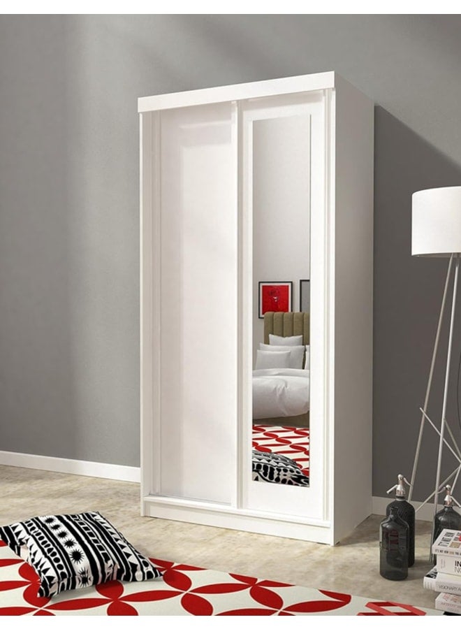 ريترو خزانة ملابس 100×50×180سم – أبيض - Image 1