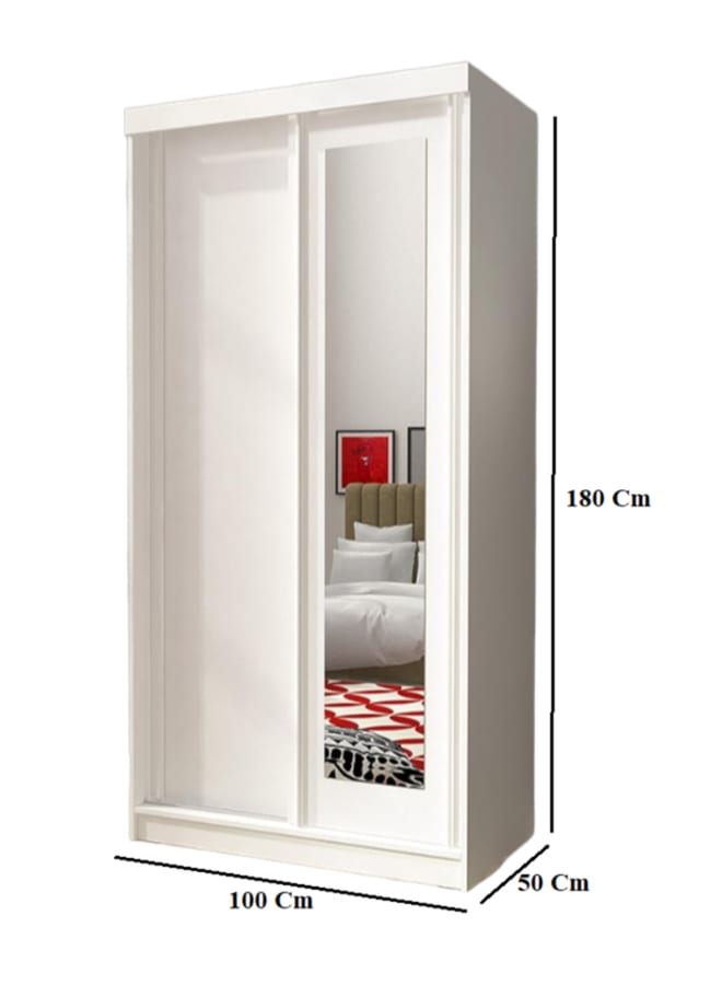 ريترو خزانة ملابس 100×50×180سم – أبيض - Image 3