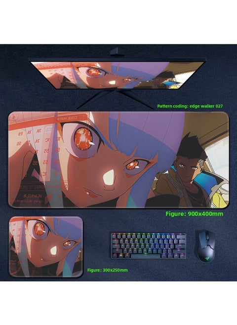 Cyberpunk Edge Walker Mouse Pad Computer Desktop Pad Lucy Edge Runner Cyberpunk 2077 Surrounding-Color:900x400x4mm-Pattern:Edge Walker 027