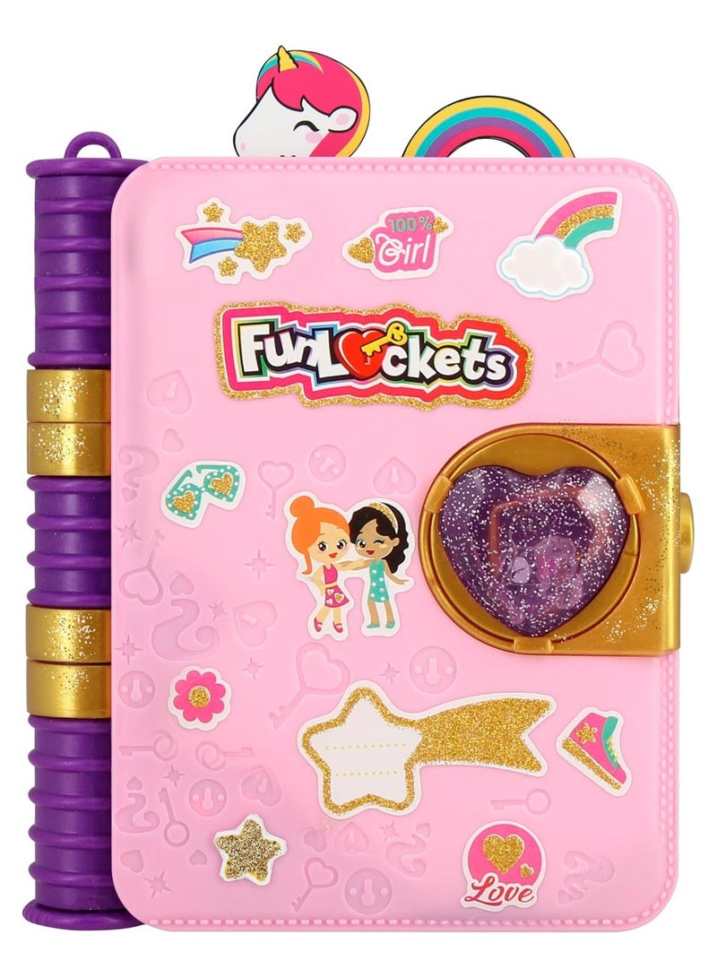 فنلوكتس دفتر ملاحظات سري Funlockets - إصدار اللمعان | دفتر لامع مع مفاجآت Funlockets | مثالي لأسرار الأطفال - Image 1