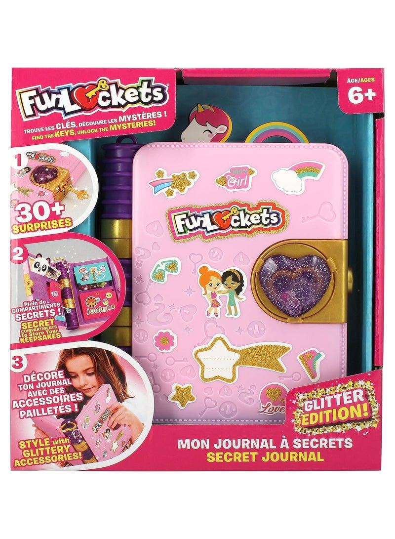 فنلوكتس دفتر ملاحظات سري Funlockets - إصدار اللمعان | دفتر لامع مع مفاجآت Funlockets | مثالي لأسرار الأطفال - Image 2