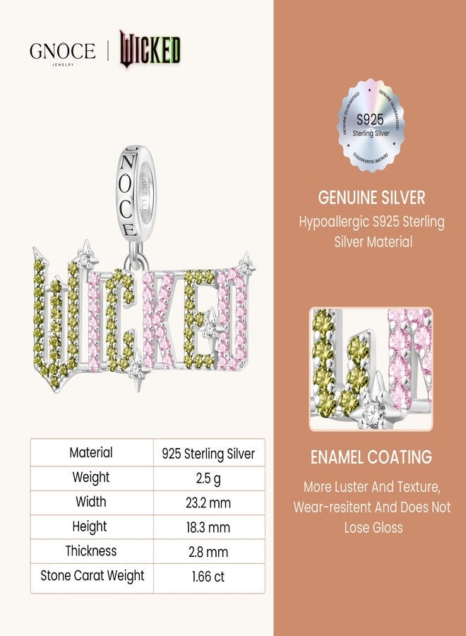 GNOCE Wicked Official Logo Letter Pendant Dangle Charm Bracelet for Women, S925 Sterling Silver Dangle Charms for Women Wife, Valentine‘s Day, Mother’s Day Jewelry - Image 2