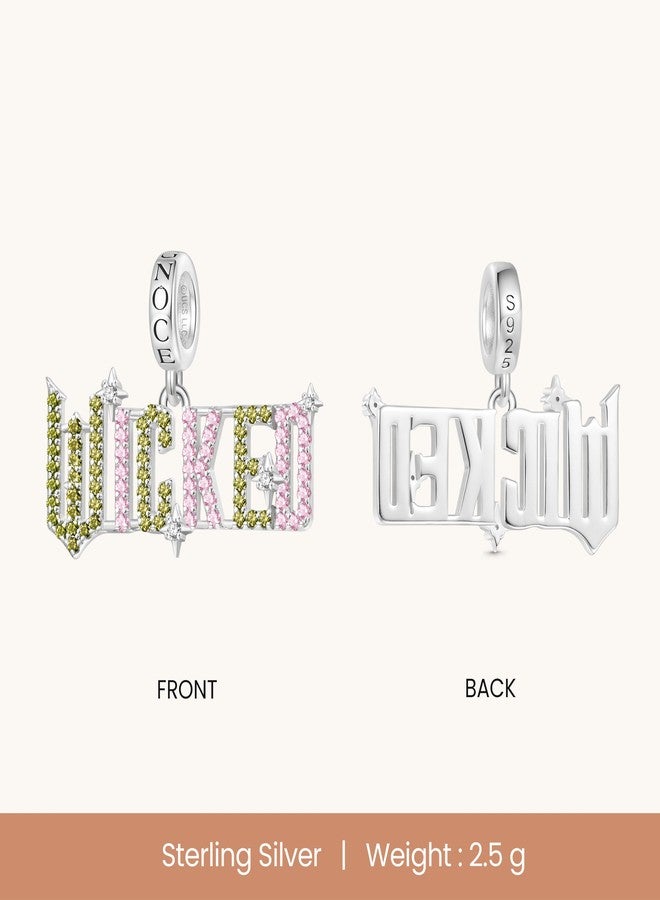 GNOCE Wicked Official Logo Letter Pendant Dangle Charm Bracelet for Women, S925 Sterling Silver Dangle Charms for Women Wife, Valentine‘s Day, Mother’s Day Jewelry - Image 4