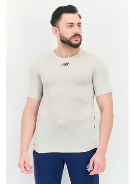 New Balance Men Athletic Fit Short Sleeve Running T-Shirt, Light Beige  - Image 1