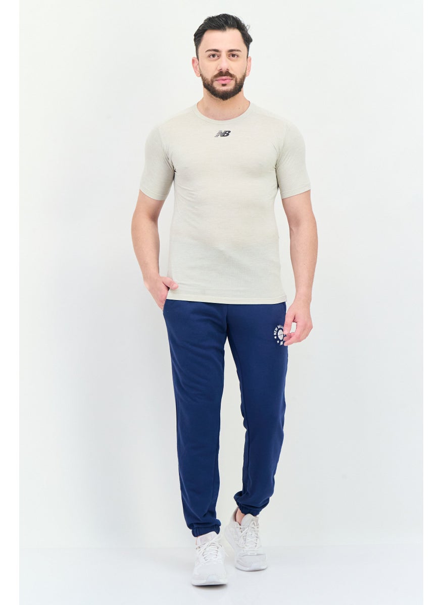 New Balance Men Athletic Fit Short Sleeve Running T-Shirt, Light Beige  - Image 3