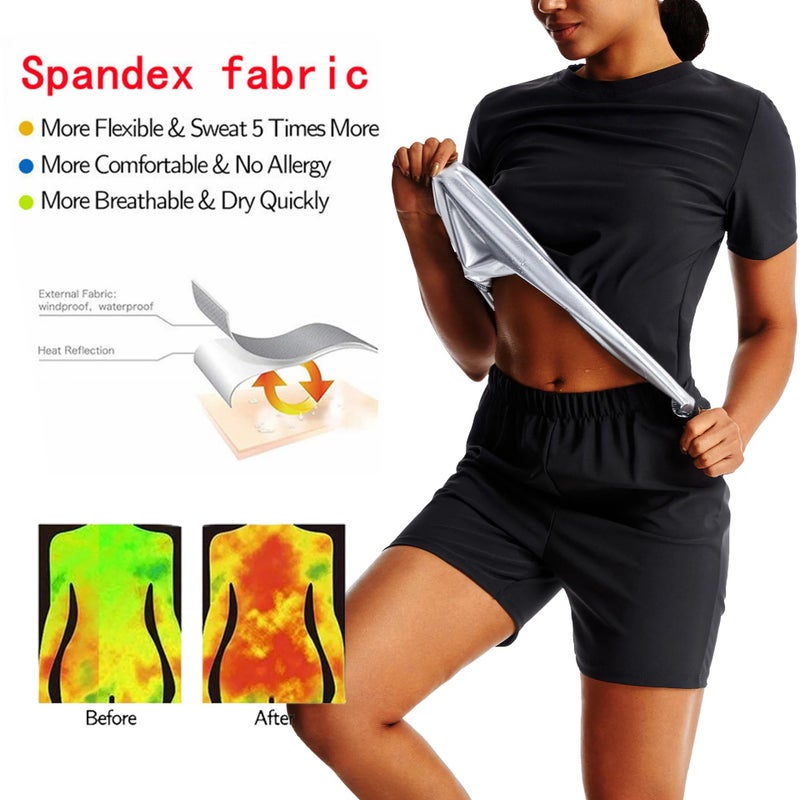 Bluejw Sauna Sweat Suit Waist Trainer Shorts Women, Body Shaper Workout Thigh Trimmers, Weight Loss - Image 5