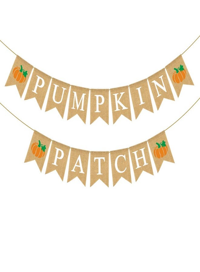 Rainlemon Jute Burlap Pumpkin Patch Banner Fall Autumn Theme Little Pumkin Birthday Party Garland Decoration - Image 1