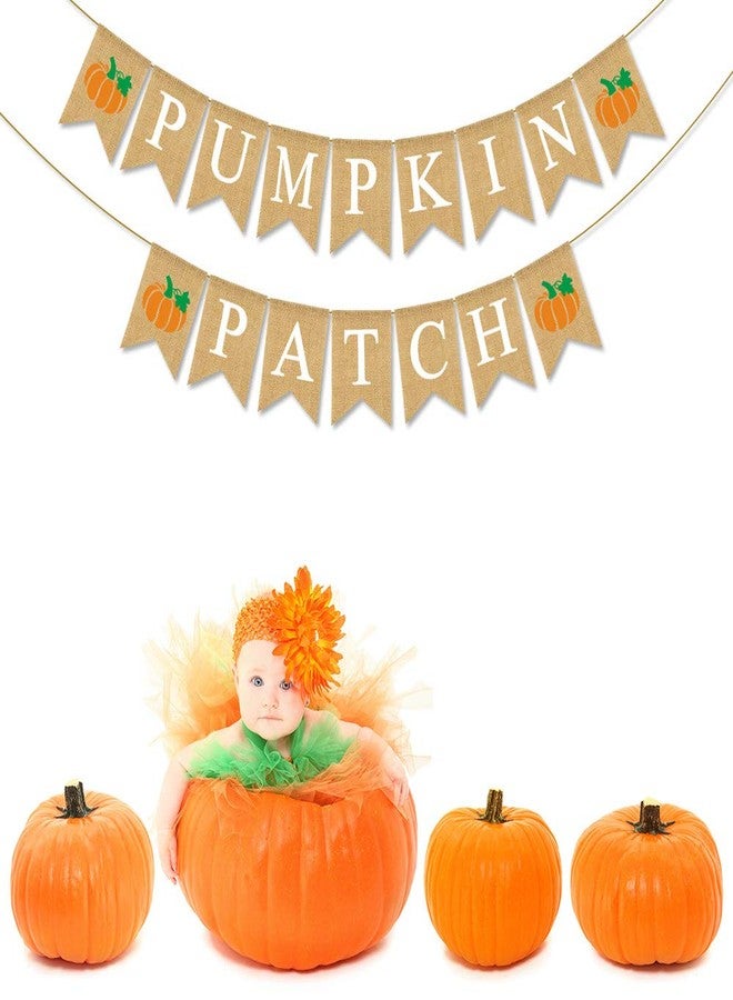 Rainlemon Jute Burlap Pumpkin Patch Banner Fall Autumn Theme Little Pumkin Birthday Party Garland Decoration - Image 5
