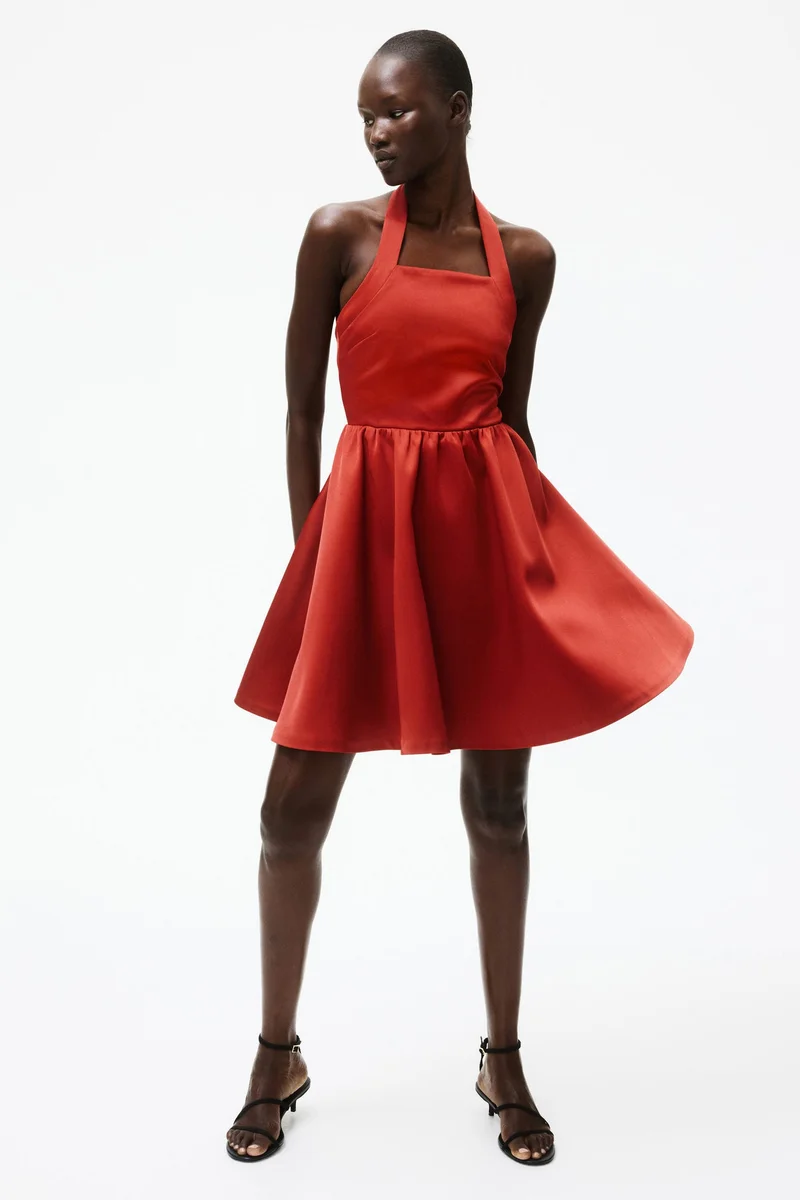 H&M Circular-skirt halterneck dress