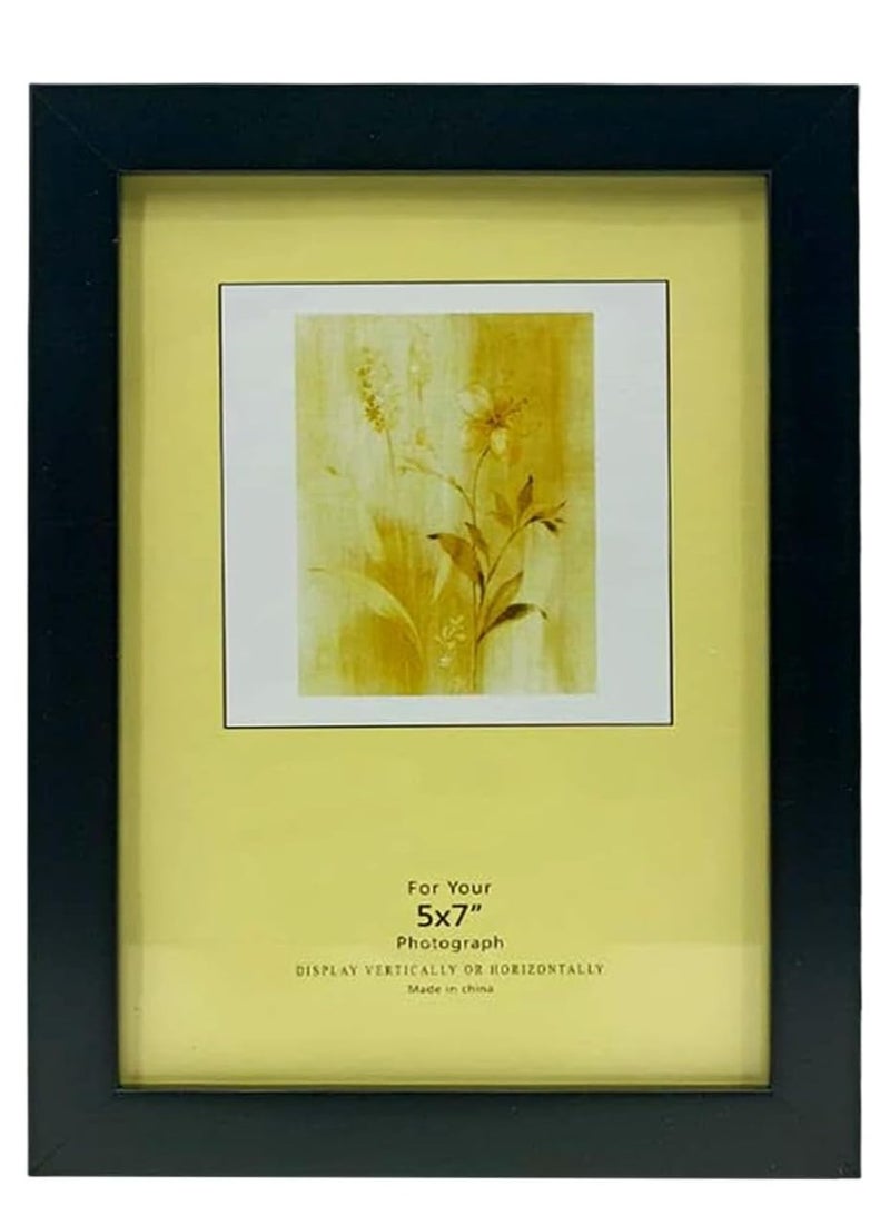 ديكور هيلز إطار صورة أسود من مادة PVC مقاس 5×7 بوصة — إطار صورة بلاستيكي أنيق للمكتب وغرفة النوم وغرفة المعيشة والممر — عرض أنيق على الحائط وسطح الطاولة لذكريات عزيزة - Image 1