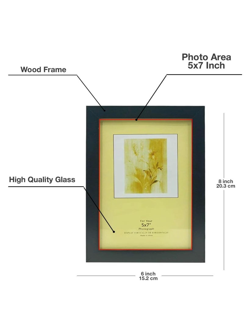 ديكور هيلز إطار صورة أسود من مادة PVC مقاس 5×7 بوصة — إطار صورة بلاستيكي أنيق للمكتب وغرفة النوم وغرفة المعيشة والممر — عرض أنيق على الحائط وسطح الطاولة لذكريات عزيزة - Image 5