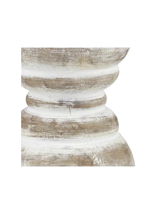 The Bros Antique White Wooden Pillar Candle Holder, Vintage Seaside Pillar Stand for Dining Table Centerpiece, Coffee Table, Mantel, Or Any Table Top, Small - Image 4