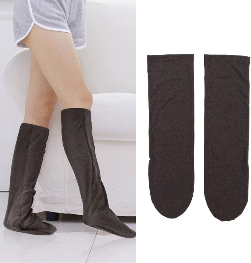klarako Sleeping Socks,klarako 2pcs Sleeping Socks Soft Elastic Warming Breathable Thin Long Sleep Socks Grey Sleep Socks Soft Sleeping Socks for Elderly Winter - Image 4