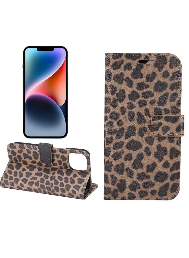 اس-توب جراب هاتف iPhone 15 بنمط جلد النمر مع غطاء جلدي أفقي قابل للطي - Image 1