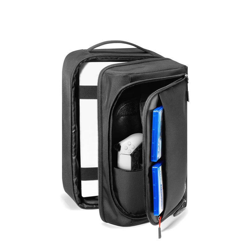 tomtoc Travel Backpack, Protective Carrying Case Storage Bag Console, Headset, 2 Game Discs, Controller, Charging Station - Image 3