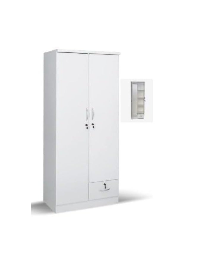 INFINI HOMES INFINI HOMES 2 Door Wooden Wardrobe,Cabinet,Cupboard Of Engineered Wood With 1 Lockable Drawer Perfect Modern Stylish Heavy Duty Color White (without assembly) - Image 1