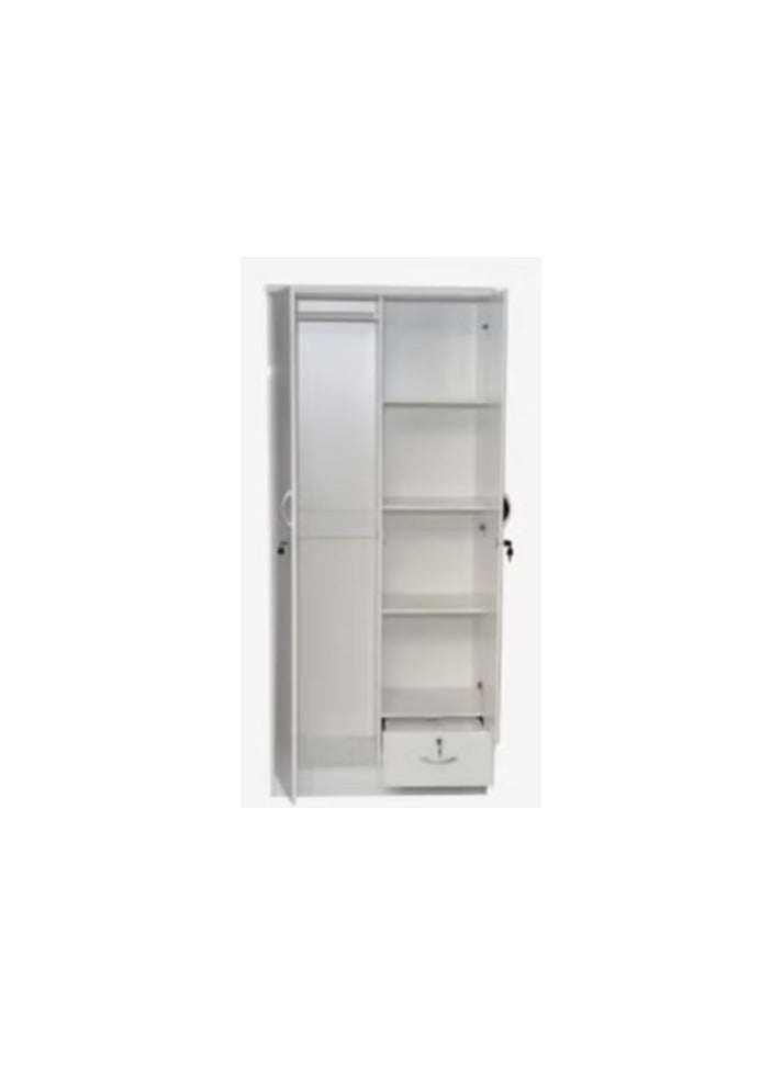 INFINI HOMES INFINI HOMES 2 Door Wooden Wardrobe,Cabinet,Cupboard Of Engineered Wood With 1 Lockable Drawer Perfect Modern Stylish Heavy Duty Color White (without assembly) - Image 2