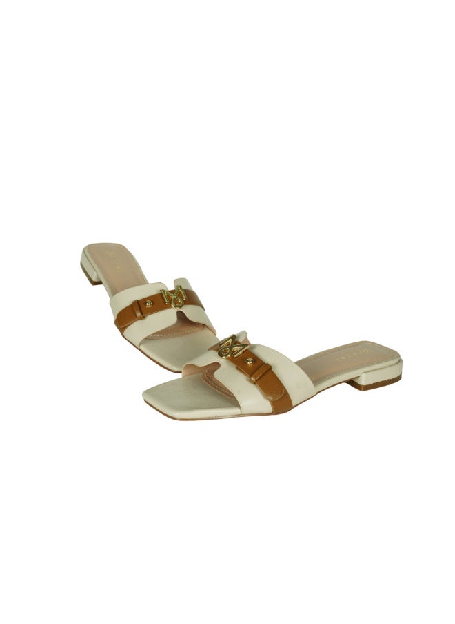 ZAYNA 221-42 Zayna Ladies  Square Toe  Sliders 10G3753-6 Cream  - Image 2