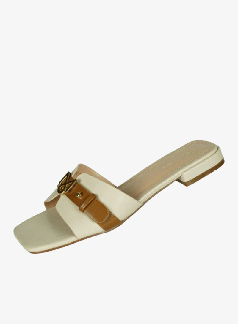 Zayna Cream 221-42 Zayna Ladies  Square Toe  Sliders 10G3753-6 Cream for Women | Best Price UAE
