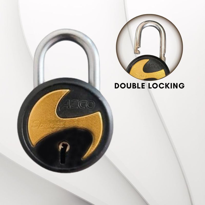 ONEPRO Azco Round Locks Multiple Keys Padlocks 52mm 65mm Steel Levers Double Locking, Strong Hardened Shackle Lock and Key for Home Door Shutter Shop Office Main Gate (10 Keys Sport 65mm Black Pack 1) - Image 4