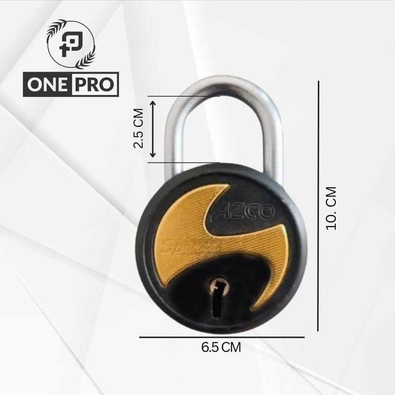 ONEPRO Azco Round Locks Multiple Keys Padlocks 52mm 65mm Steel Levers Double Locking, Strong Hardened Shackle Lock and Key for Home Door Shutter Shop Office Main Gate (10 Keys Sport 65mm Black Pack 1) - Image 2