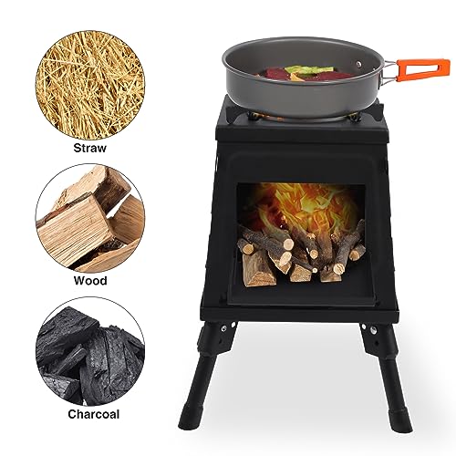 Lineslife Wood Burning Camp Stove, Portable Cast Iron Camping Wood Stove, Black Woodstove with Carrying Case for Backpacking Outdoor Cooking, Small - Image 5