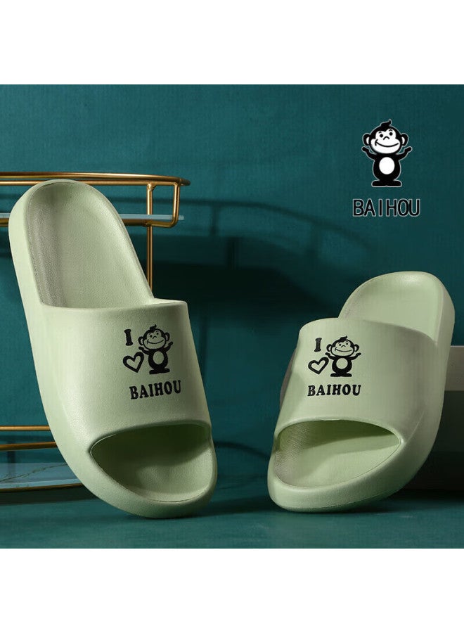 Baihou Summer Couple Style Student Cartoon Home Thick-soled Squishy Feeling Men's And Women's Sandals, 006 Grass Green, Size 36-37 - Image 1