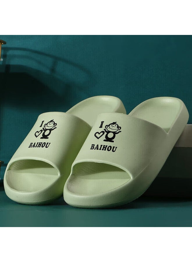 Baihou Summer Couple Style Student Cartoon Home Thick-soled Squishy Feeling Men's And Women's Sandals, 006 Grass Green, Size 36-37 - Image 2