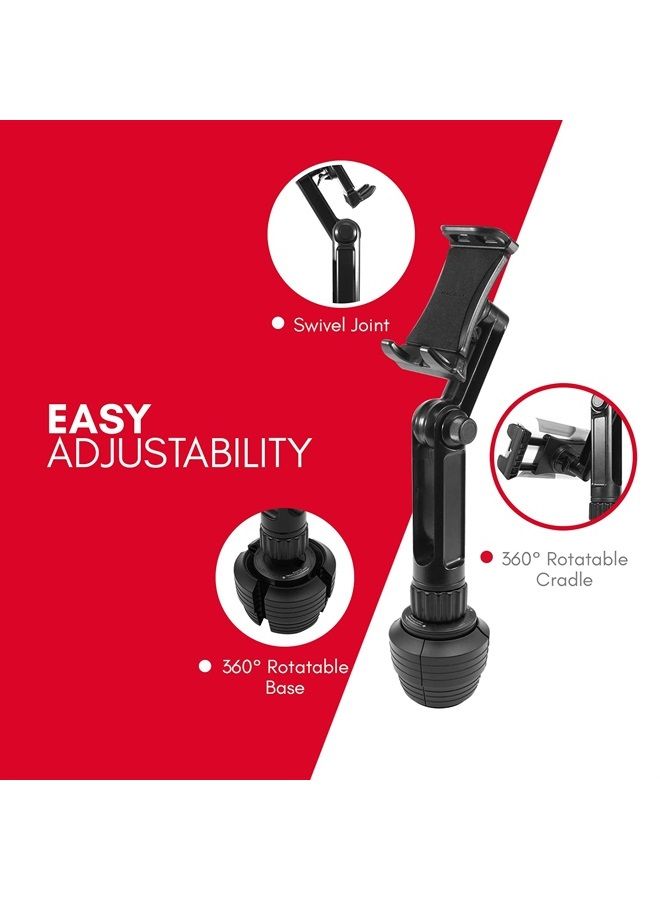 MACALLY Cup Holder Tablet Mount - Heavy Duty iPad Cup Holder Car Mount Stand or Tablet Holder for Car, Truck, and Vehicle - Fits Devices 3.5" - 8” Wide with Case - Adjustable iPad Holder for Car - Image 4