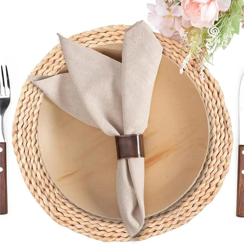 White Linen Flax Cotton Cloth Dinner Napkins Set of 12 Mitered Corners 28x28cm - Image 5