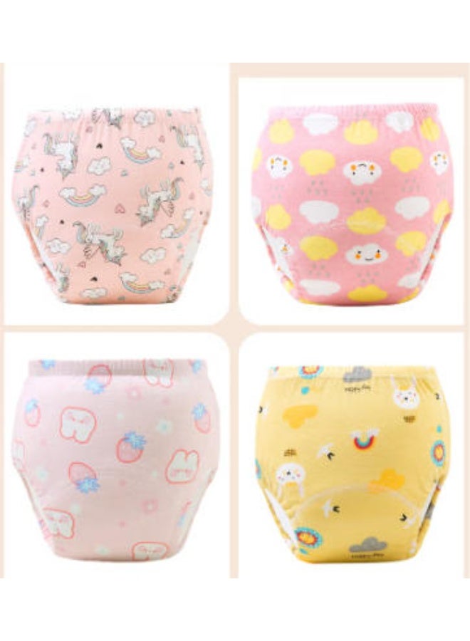 Baby potty training underwear for boys and girls, 4 packs of absorbent training pants, printed reusable cotton toilet training pants - Image 1